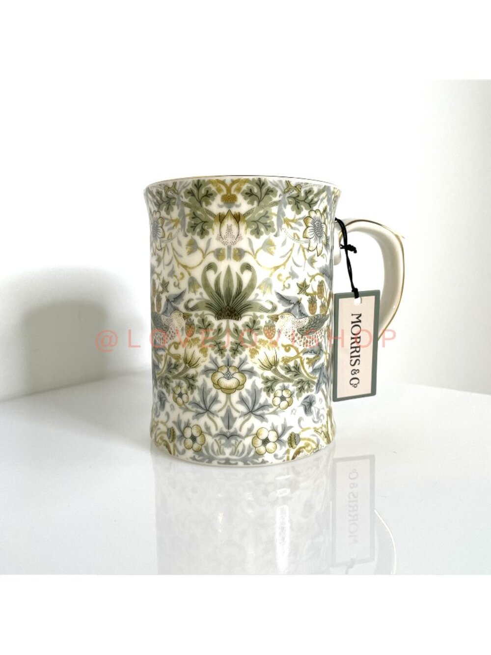 Spring | NWT! Morris & Co. Strawberry Fields in Floral Filigree Print | Fine Mug